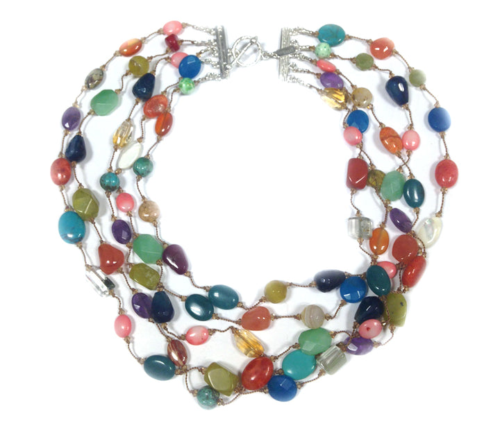 Multi-Color Five Strand Necklace