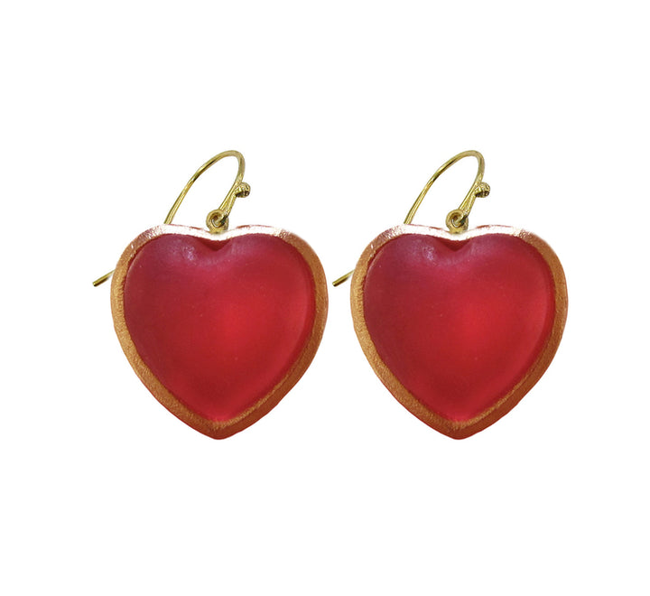 Red Heart Hook Earrings by Michael Vincent Michaud