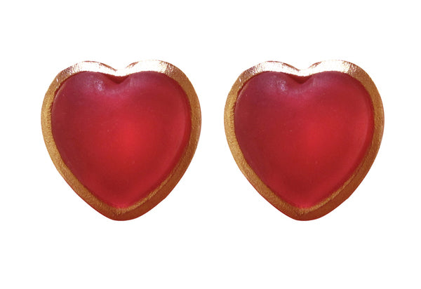 Red Heart Post Earrings by Michael Vincent Michaud