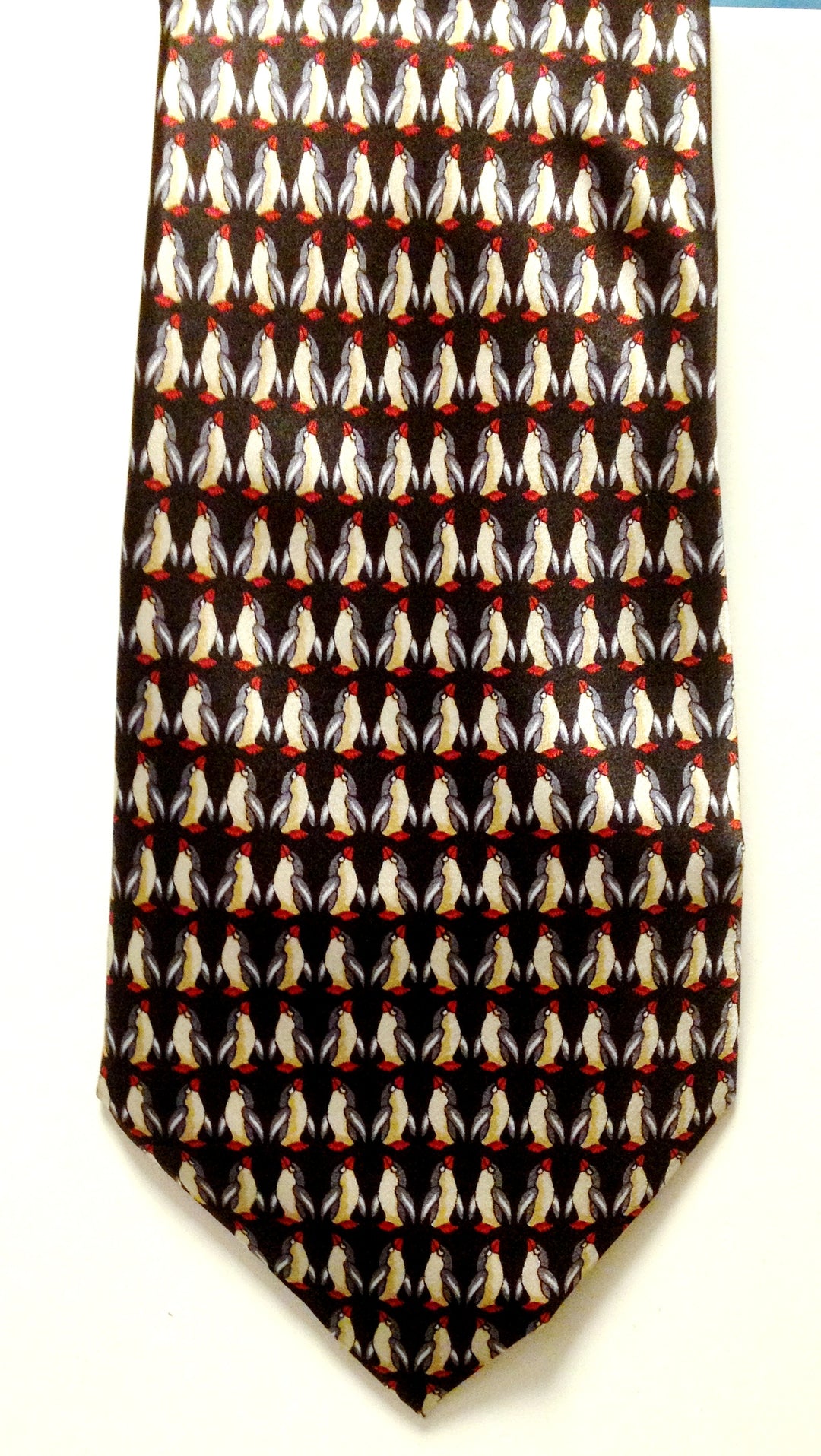 Penguin Print Silk Tie