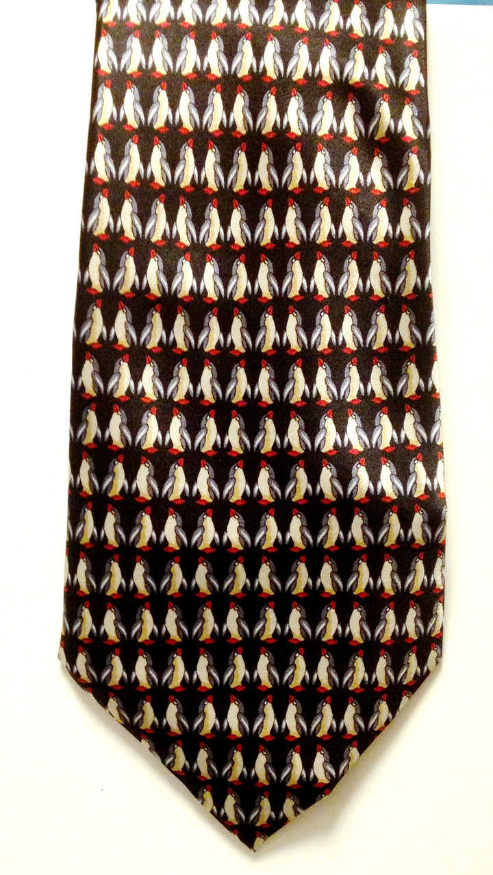 Penguin Print Silk Tie