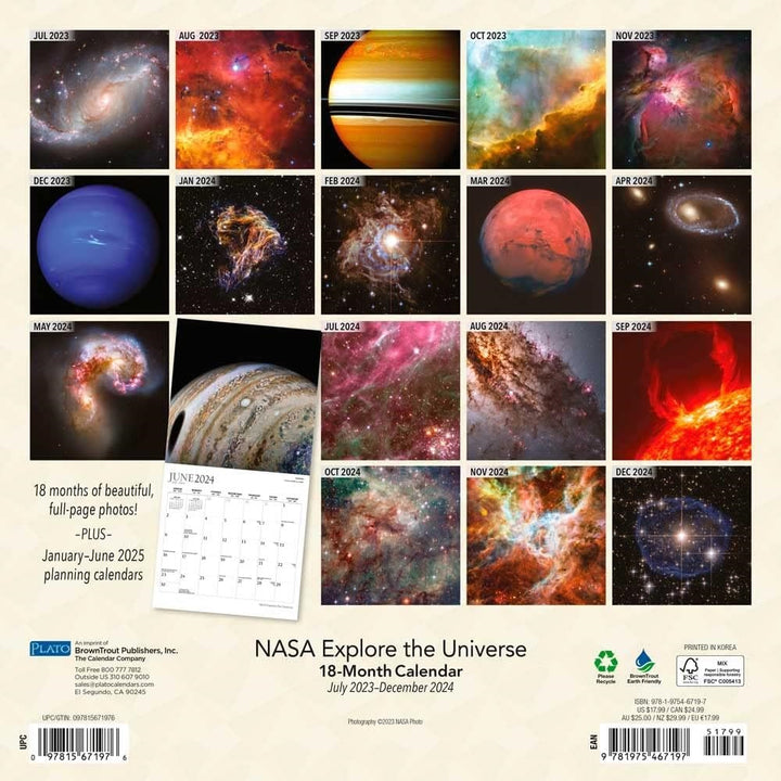 NASA Explore the Universe 2024 Calendar back