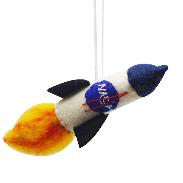 Handcrafted Felted Wool NASA Rocket Ornament