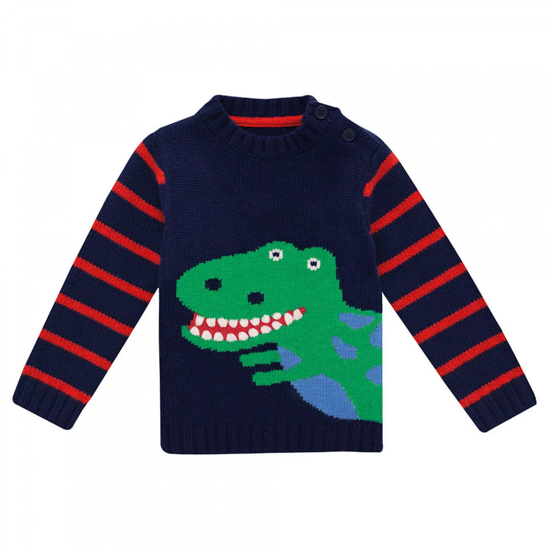 Dinosaur Stripe Sleeve Sweater