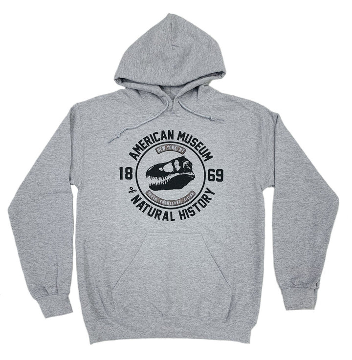 Adult Gray AMNH T.Rex Skull Hoodie