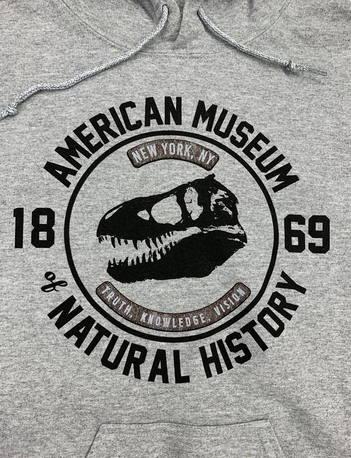 Adult Gray AMNH T.Rex Skull Hoodie