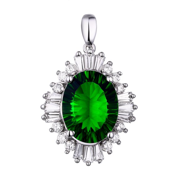 Helenite Oval Starburst-Cut Pendant