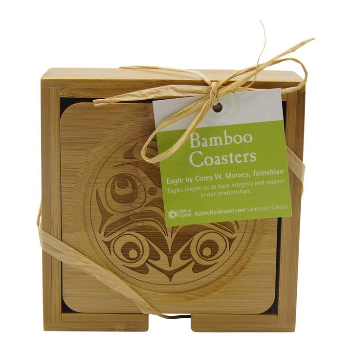 NW Coast Eagle Design Bamboo Coasters