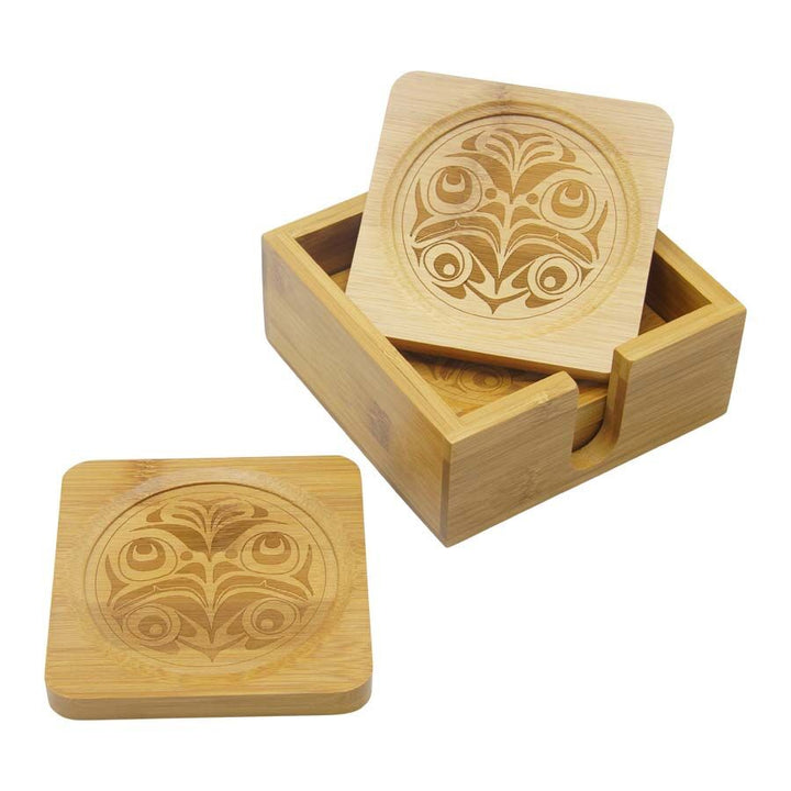 NW Coast Eagle Design Bamboo Coasters