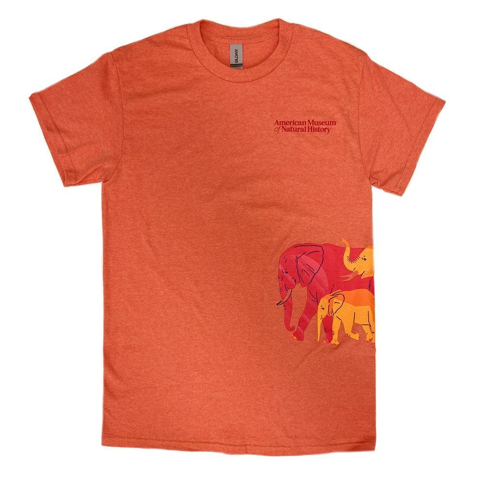Adult Sunset Orange Elephants Wrap-Around T-Shirt