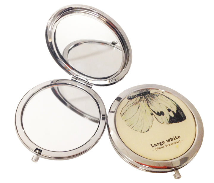 Large White Butterfly Pocket Mirror