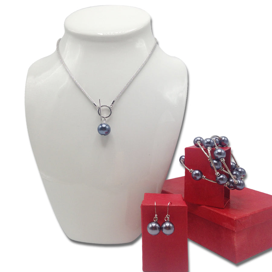 Sea Lily™ Shell Pearl Necklace and Earrings Set