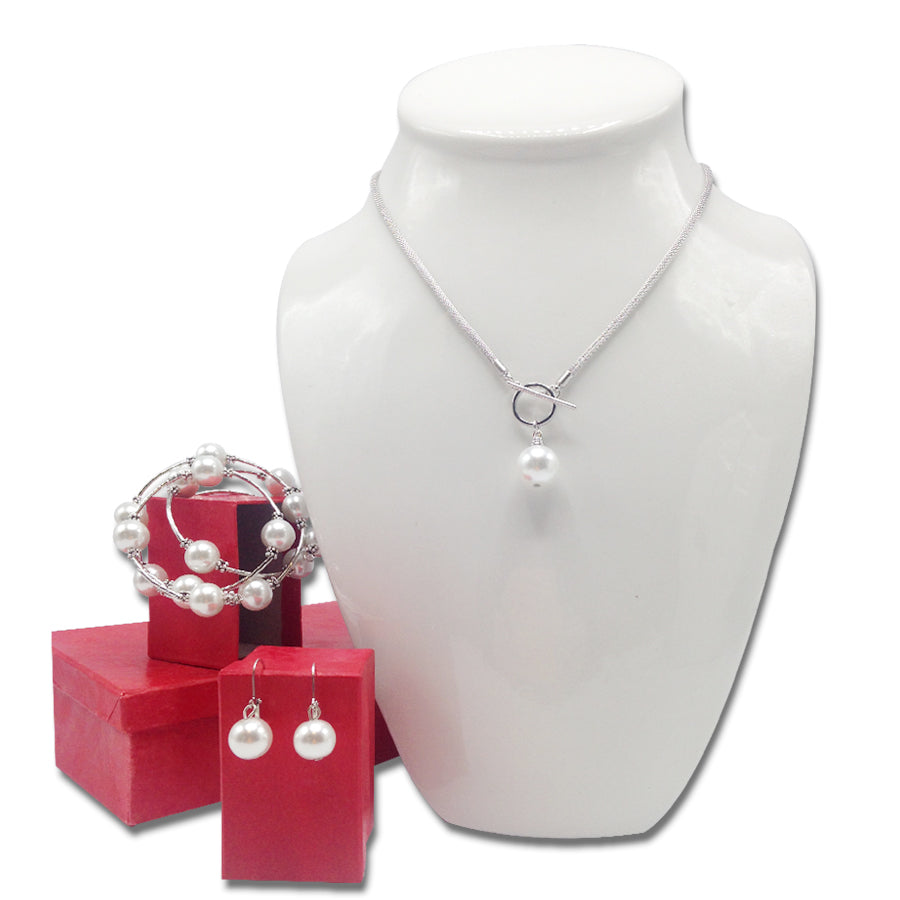 Sea Lily™ Shell Pearl Necklace and Earrings Set