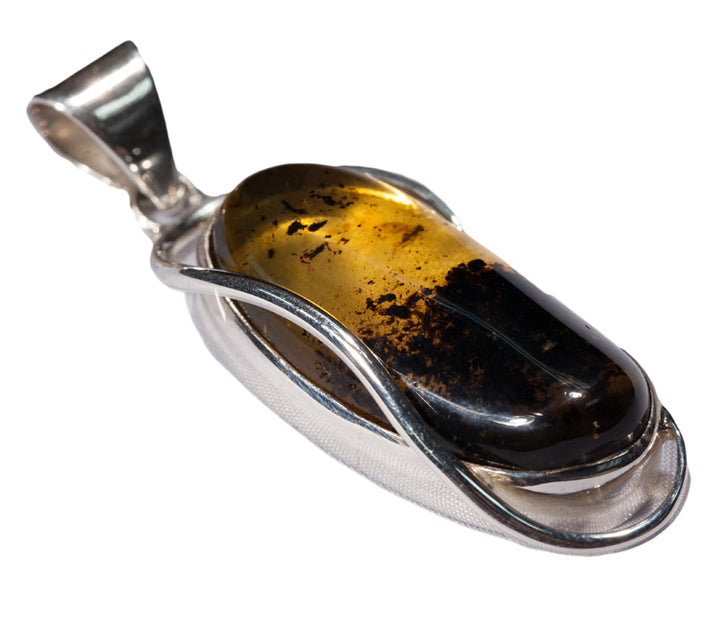Oblong Amber Insect Pendant