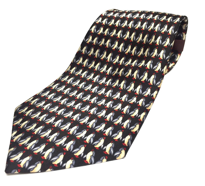 Penguin Print Silk Tie