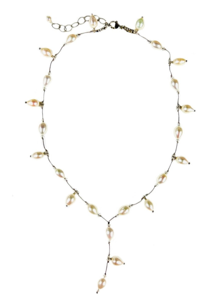 Freshwater Pearl and Swarovski Crystal Bead Y Necklace