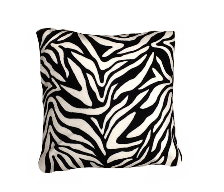 Safari Crewel Embroidered Zebra Print Cushion