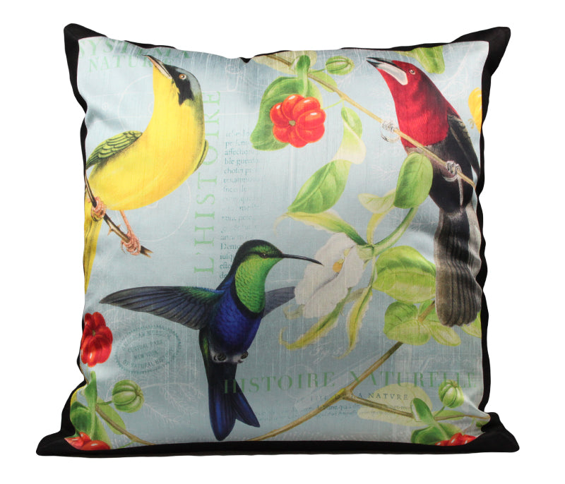 Raw Silk Extraordinary Rare Birds Pillow