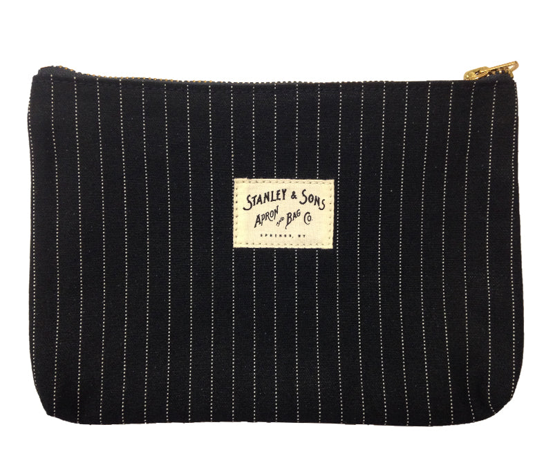 Pin Stripe Indigo Zipper Pouch by Stanley & Sons