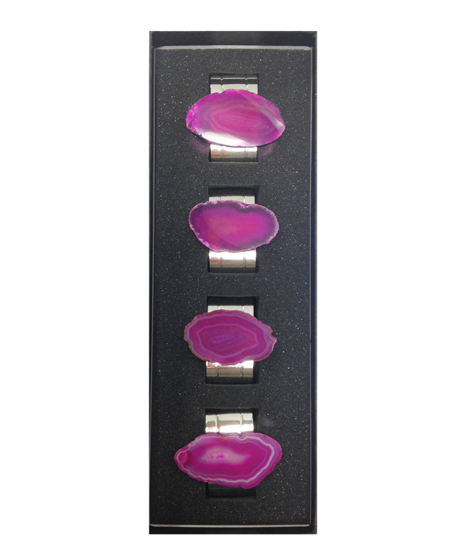 Pink Dyed Agate Napkin Rings & Whisper Pink Linen Napkins