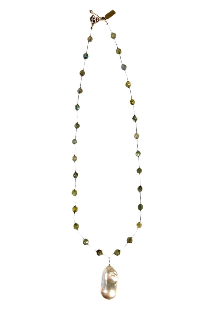 Freshwater Baroque Pearl and Labradorite Necklace