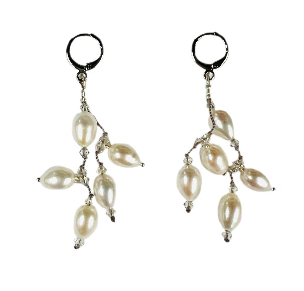 Freshwater Pearl 5-Cluster Drop Earrings
