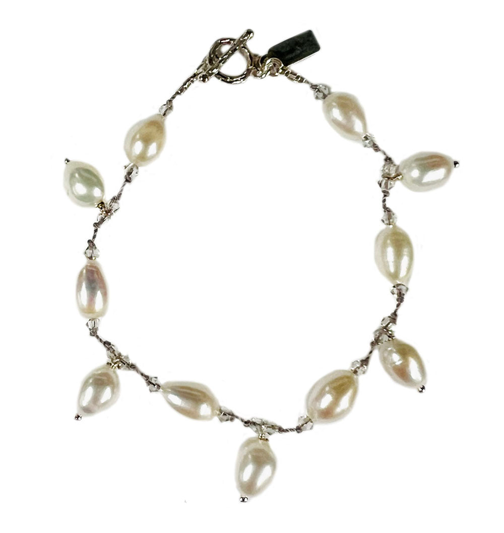 Freshwater Pearl Bracelet Handcrafted Silver Toggle Clasp