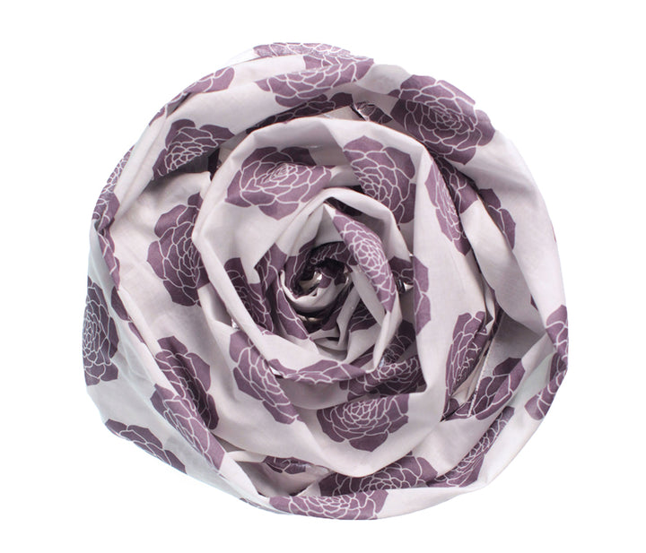 Purple Succulents Organic Cotton Voile Scarf