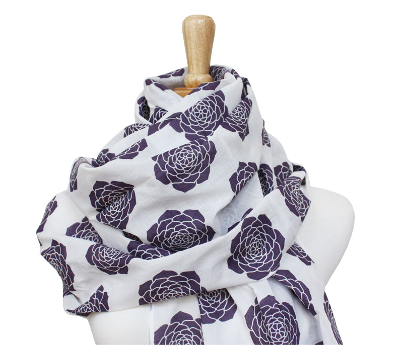 Purple Succulents Organic Cotton Voile Scarf