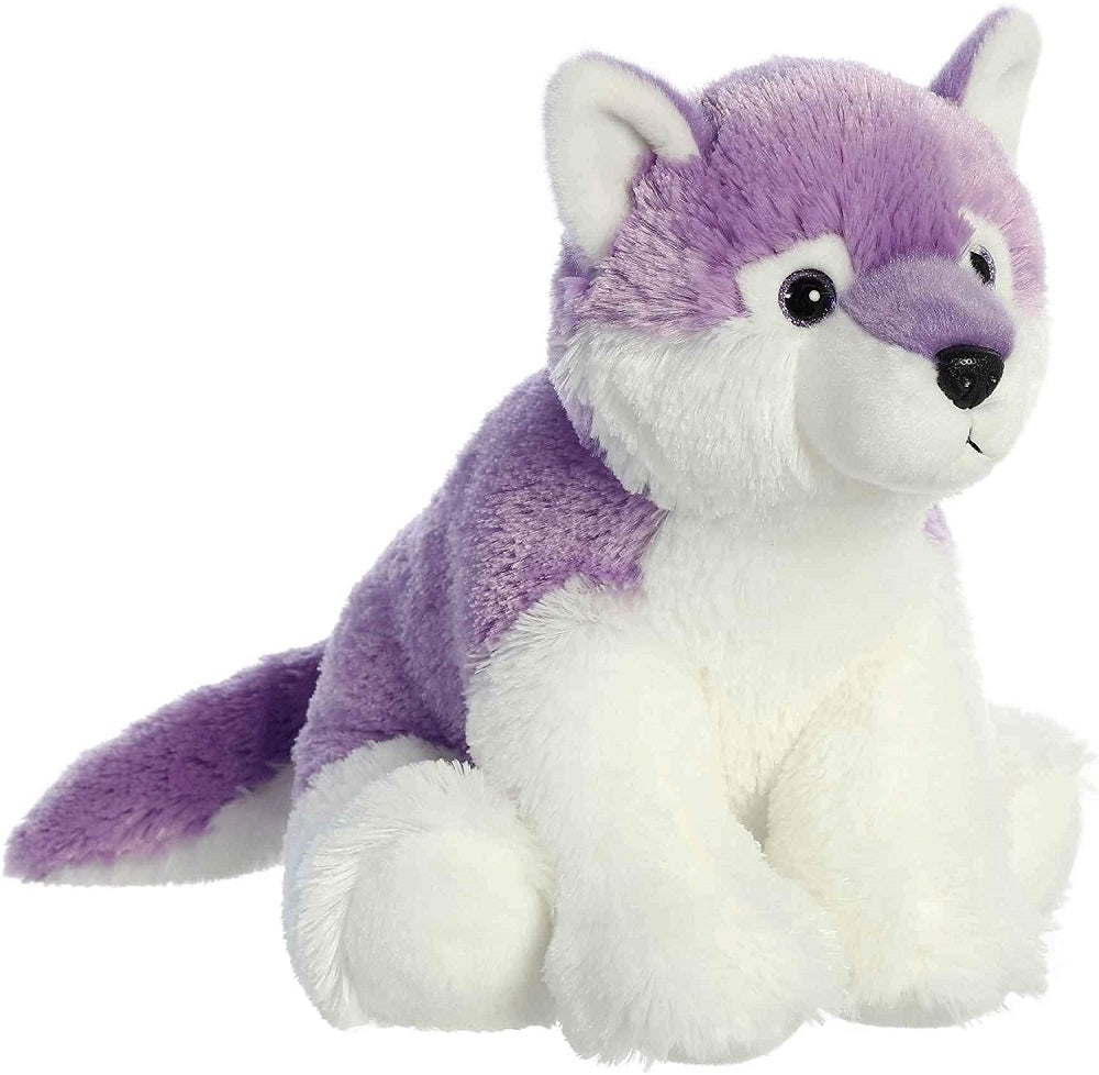 12 Inch Soft Purple and White Plush Wolf