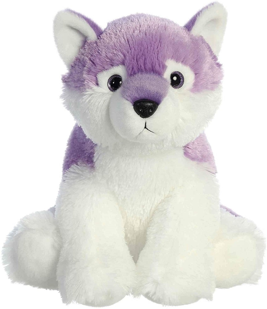 12 Inch Soft Purple and White Plush Wolf