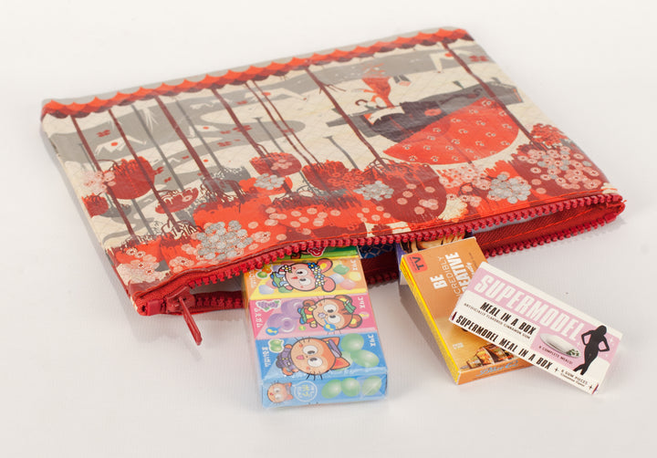Origami Red Zipper Pouch