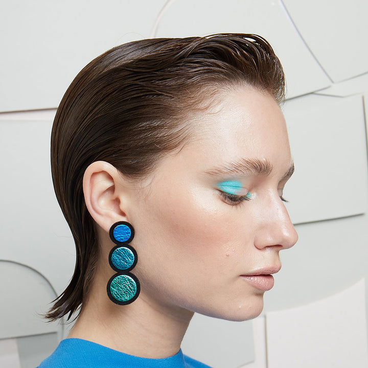 Large Rainbow Leather Earrings