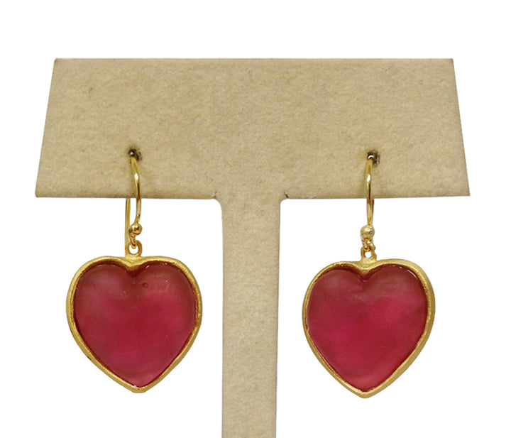 Red Heart Hook Earrings by Michael Vincent Michaud