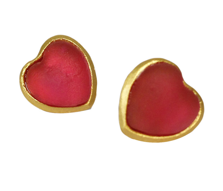 Red Heart Post Earrings by Michael Vincent Michaud