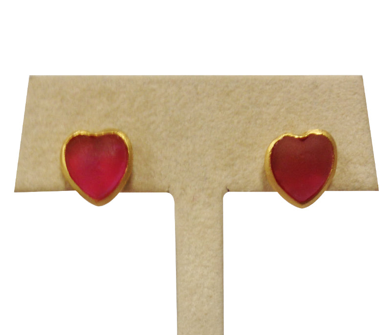 Red Heart Post Earrings by Michael Vincent Michaud
