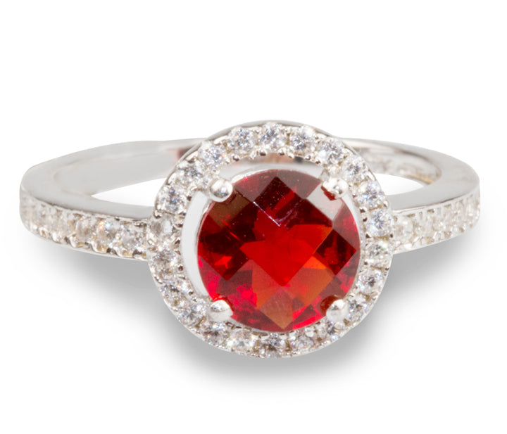 Red Helenite Ring With Cubic Zirconia Embelishments