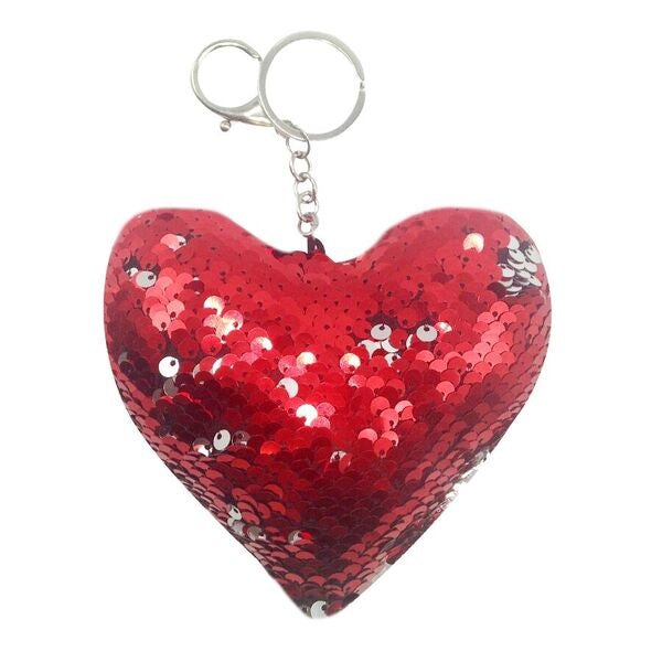Reversible Sequin Heart Keychain