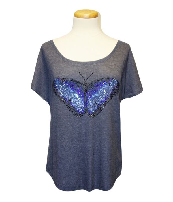 Ladies Rhinestone Butterfly Tee