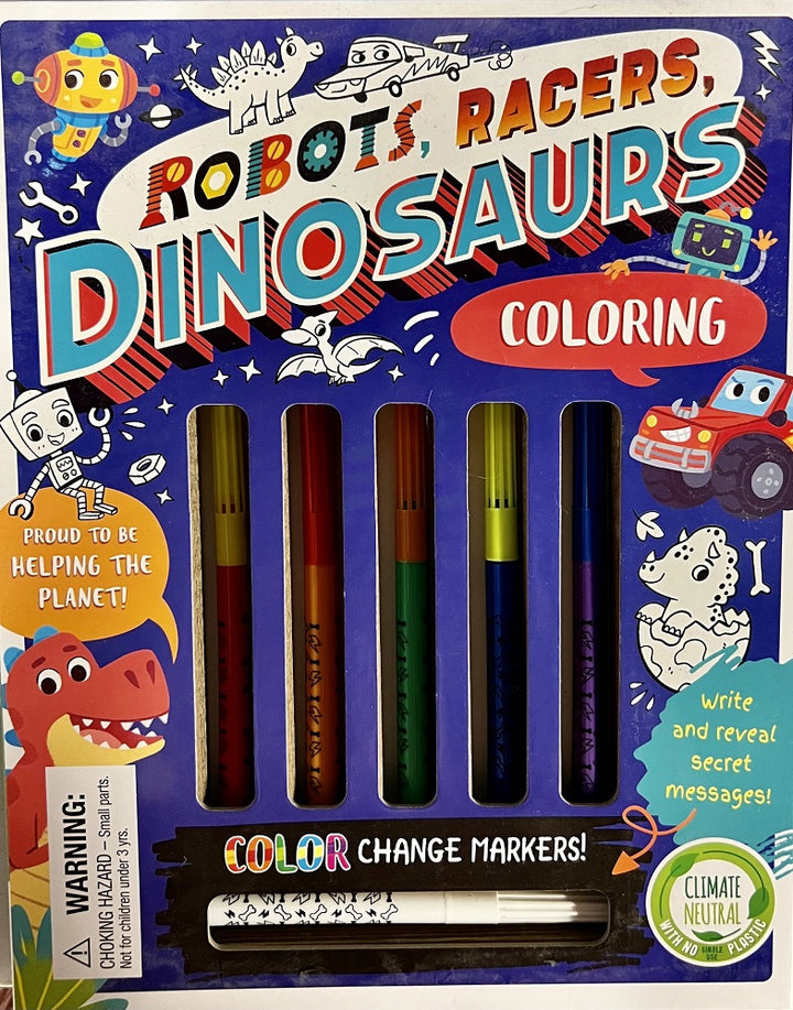 Robots, Racers, Dinosaurs Coloring Kit
