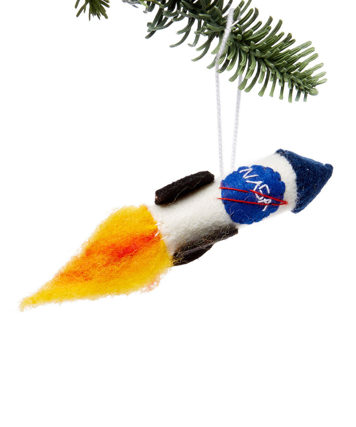 Handcrafted Felted Wool NASA Rocket Ornament