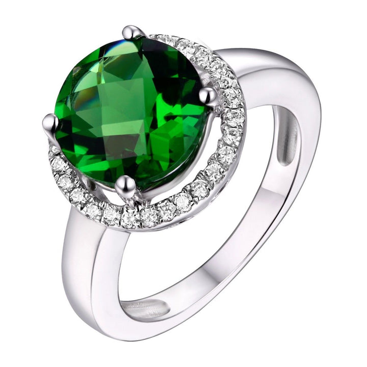 Forest Green Helenite Halo Ring