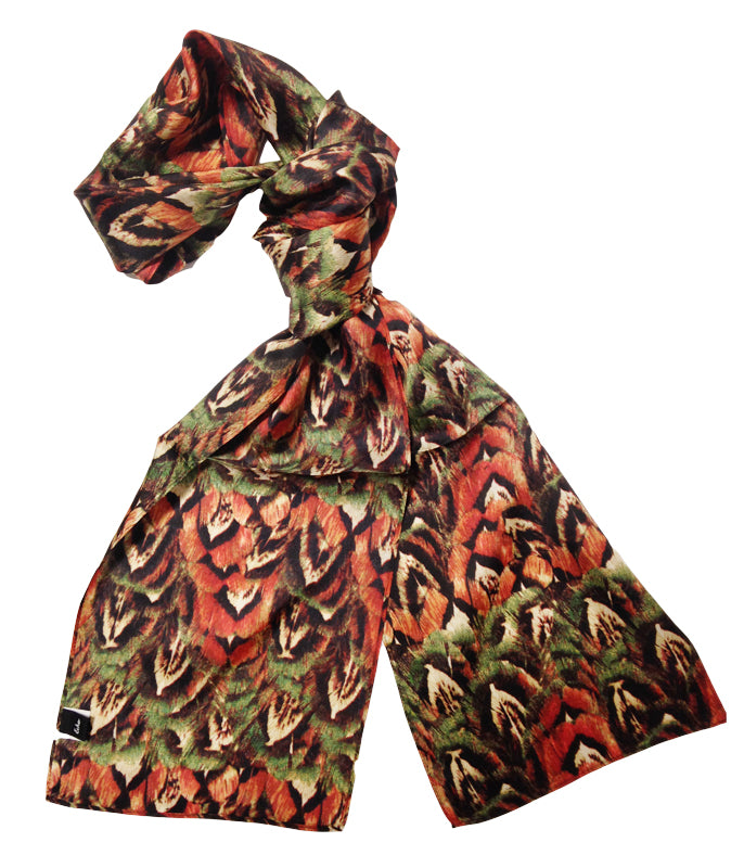 Rust Pheasant Feathers Scarf