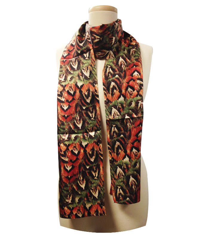 Rust Pheasant Feathers Scarf