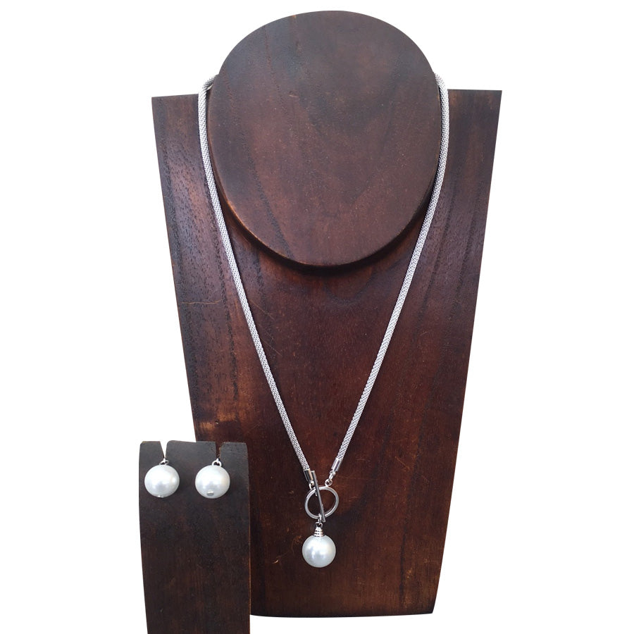 Sea Lily™ Shell Pearl Necklace and Earrings Set