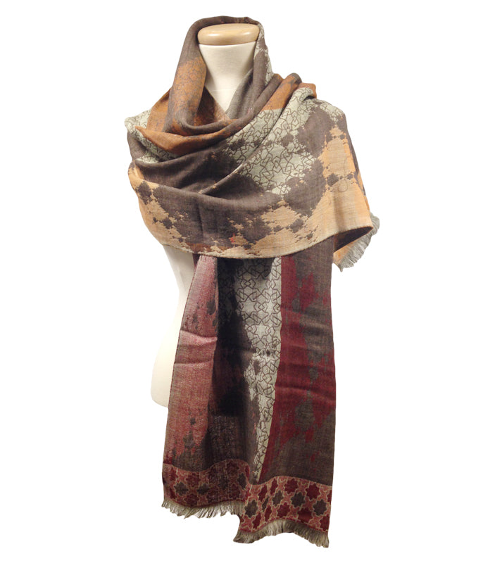 Shades of Red & Orange Wool Scarf