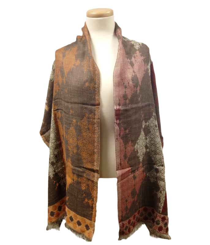 Shades of Red & Orange Wool Scarf