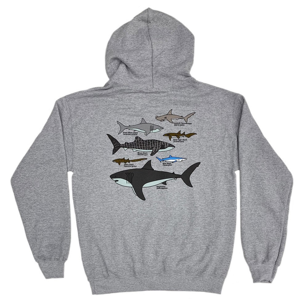 Adult Gray Shark Collage Hoodie