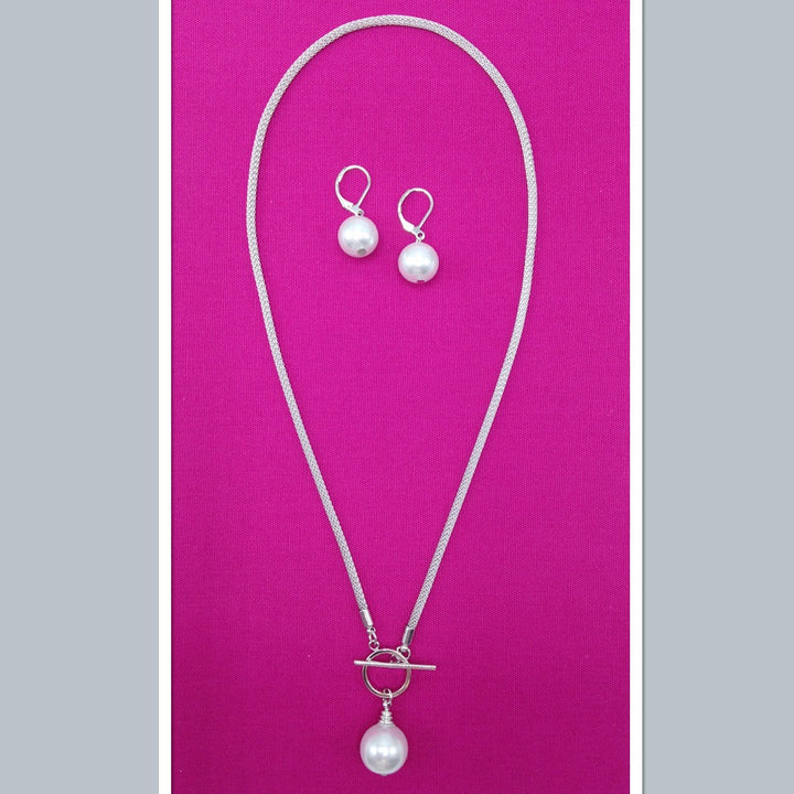 Sea Lily™ Shell Pearl Necklace and Earrings Set