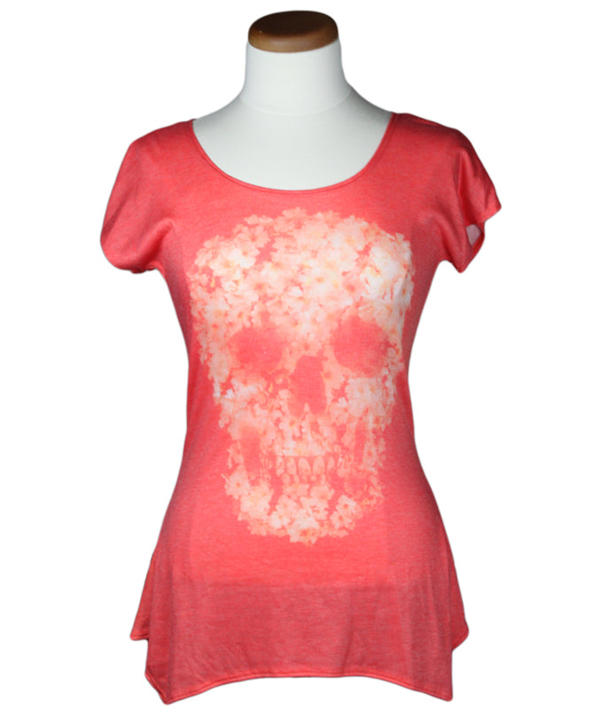Ladies Flower Skull Contemporary Tee